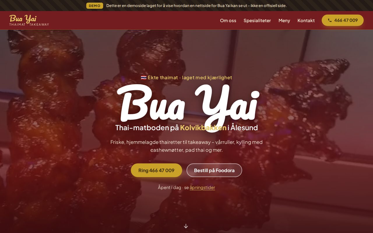 Skjermbilde av demosiden for Bua Yai Thaimat